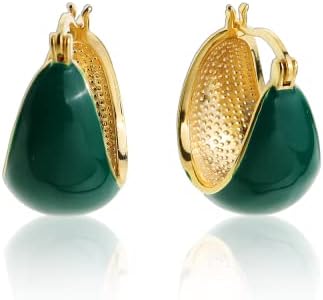 Sonateomber Thick Chunky Huggie Hoop Earrings for Women Girls – Statement Vintage Gold Pated Cubic Zirconia Sensitive Ears Hypoallergenic Stud Jewelry Gift…