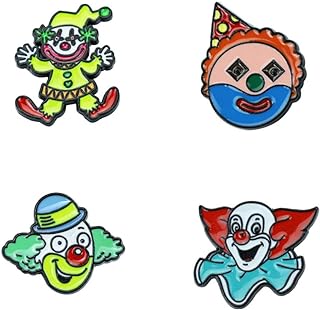 Joyful Circus Spirit Vintage Clown Brooches, 4pc Set, Alloy with Secure Pin Clasp, Fun Costume Jewelry, Perfect for Adding Personality to Outfits or Bags