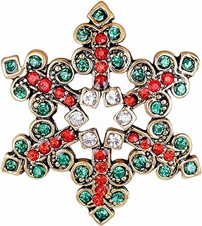 Gyn&Joy Crystal Christmas Tree Brooch Pin with Reliable Pin Clasp and Colorful Crystal Rhinestones in Festive Design