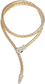 Snake Choker Necklace Bracelet Retro Adjustable Snake Shape Collar Necklace Curved Bar Design Full Rhinestone Accessories Halloween Statement Fashion Jewelry for Women Girls