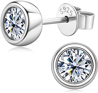 Moissanite Earrings for Women, 925 Sterling Silver 0.5-1ct D Color VVS1 Moissanite Diamond Stud Earrings, Hypoallergenic Earrings Studs for Sensitive Ears New Year Christmas Gifts