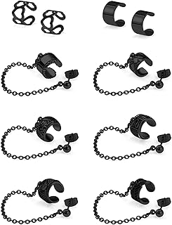 Stainless Steel Men's Cuff Earrings - Non Piercing Clip On Design - Versatile Ear, Lip, Helix Earrings for Trendsetting Men