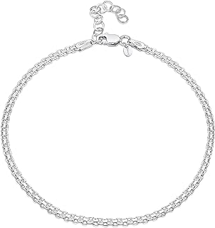 Amberta 925 Fine Sterling Silver 1 mm Adjustable Anklet