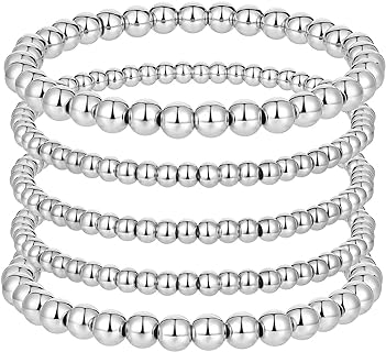 Women's 18K Gold Plated Stainless Steel Bead Chain Bracelets with Lobster Claw Clasp - Stackable and Versatile Design