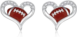 925 Sterling Silver Football Earrings Stud Football Jewelry Gift for Women Teen Girls Player