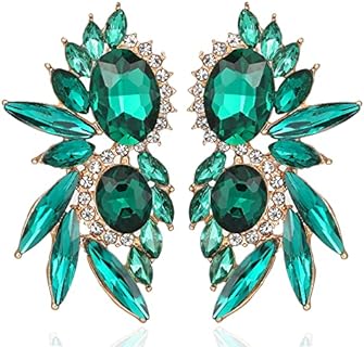Vintage Rhinestone Statement Earrings Fancy Crystal Cluster Drop Dangle Earrings for Women Girls