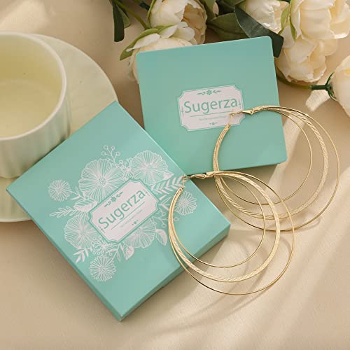 Large Gold Hoop Earrings for Women Lightweight Stainless Steel Hoops with 18K Real Gold Plated Hypoallergenic Big Circle Hoop Earrings for Women Girls