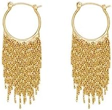 Tassel Earrings Dangling for Women Sparkly Silver Waterfall Fringe Drop Statement Cascade Dangle Hoop Earrings
