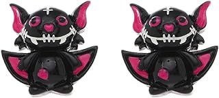 Lever Back Halloween Stud Earrings for Women with Spooky Ghost and Pumpkin Design, Made from Zinc and Resin - Unique Halloween Jewelry Accessory