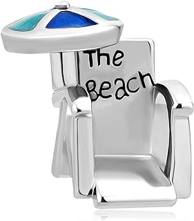 Copper Beach Chair and Umbrella Bead Charm Bracelet - CharmSStory Love Travel Design for Women - Perfect Souvenir or Gift