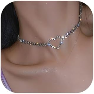 Missgrace Sultry Rhinestone Choker Necklace with Dainty Butterfly Pendant for Women, Silver Alloy Cable Chain