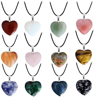 Crystal Heart Pendants on PU Leather Cord by Le Sky - Natural Polished Crystal Stone Jewelry for Women - Alloy Clasp, Healing Gem Accessory, Ideal for All Occasions