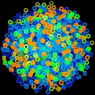 1200 Pcs Glow in The Dark Pony Beads, UV Beads Pony Beads, Mix 10 Colors Glow Pony Beads, Beads Hair Beads Bulk for DIY Jewelry Craft Making Necklace Bracelet