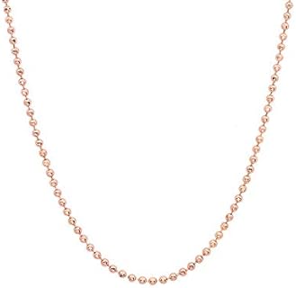 14k Solid Rose Gold 1 mm Diamond-Cut Bead Chain Necklace, Lobster Claw - 20 Inches, 2gr.