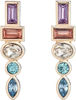 Jewefish Colorful Sparkly Rhinestone Stud Earrings Multicolor Emerald Glitter Prom Iridescent Pom Statement Glass Gemstone Stud Earrings For Women