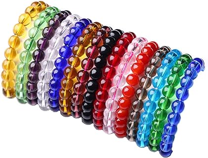 Obsidian Matte Bead Stretch Bracelet Set for Women, 15-Piece Multicolor 8mm Glass Beads, Bead Chain, No Clasp - Ideal Valentine's Jewelry Gift