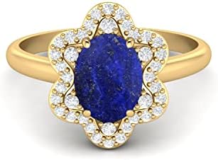 Sterling Silver MOONEYE Engagement Ring with Oval Lapis Lazuli Gem for Women - Statement Design