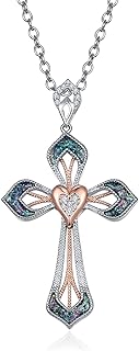 18" Cubic Zirconia 925 Sterling Silver 14K Gold/White Gold/Rose Gold Plated Infinity Heart Cross Pendant Necklace for Women for Girls