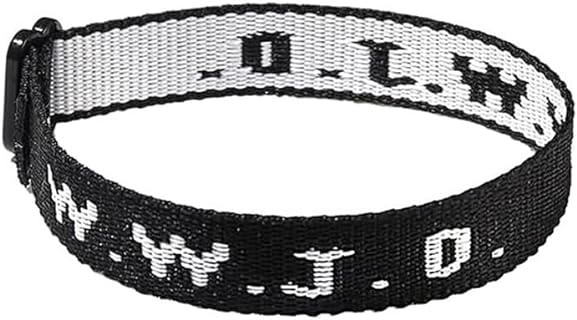 WWJD Bracelets，Pack Black Ribbon Jacquard Bracelet for Women Men