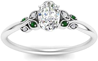 Choose Your Gemstone 925 Sterling Silver Oval Shape Vintage Engagement Ring Everyday Wedding Jewelry Leaf Delicate Engagement Birthstone Ring Handmade Gifts for Wife : US Size 4 to 12