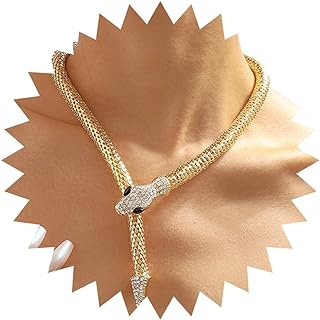 Alloy-Clasp Beaded Punk Rhinestone Snake Necklace & Bracelet for Edgy Fashion Enthusiasts – Unique Bendable Design