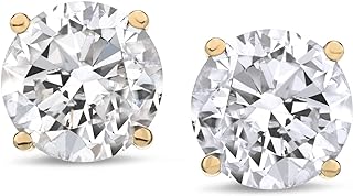 The Diamond Channel 1 carat Diamond Stud Earrings for Women 14 Karat Gold Round Earrings 4 Prong Setting with Push Back and Posts Studs (Lab Grown,G+ Color, VS2-SI1+ Clarity)