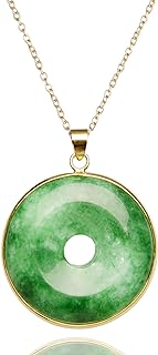 Green Jade "Good Fortune" Pendant Necklace, Natural Jade Agate Crystal Healing Handmade Good Luck Gift Jewelry
