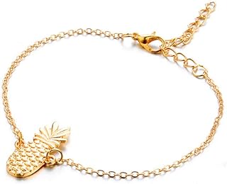 Lobster Claw Clasp Pineapple Anklet with Box Chain for Women, Bohemian Shape Design Alloy Jewelry