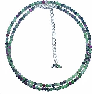 Brass Clasp Ruby Zoisite Bead Necklace with Unique Ball Chain, Stunning Gift for Her, Ruby Pendant Design