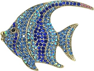 Sparkling Blue Ocean Fish Brooch with Pin Clasp, Crafted with Crystal and Alloy for Ocean-Themed Fashion Lovers, Sea Animal Design