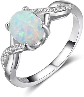 Sterling Silver/10K 14K 18K Gold Opal Rings for Women Engraved with Any Name Promise Anniversary Engagement Ring Crafted Jewelry Gifts for Her
