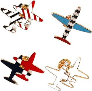 Butterfly Clasp Alloy Jet Brooch - 4 Pcs Small Aircraft Stripe Drip Design Pin - Adorable Unisex Suit Accessories for Airplane Enthusiasts