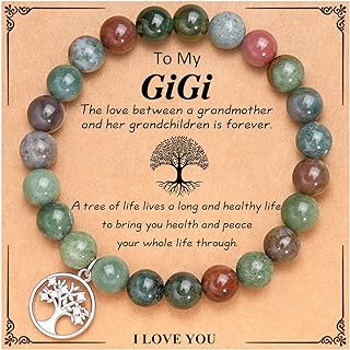 Lobster Claw Clasp Tree of Life Charm Bracelet - Rope Chain with Cubic Zirconia Gems - Perfect Gift for Mom, Grandma, Aunt, Sister-in-Law, Teacher - Stainless Steel & Nylon Design