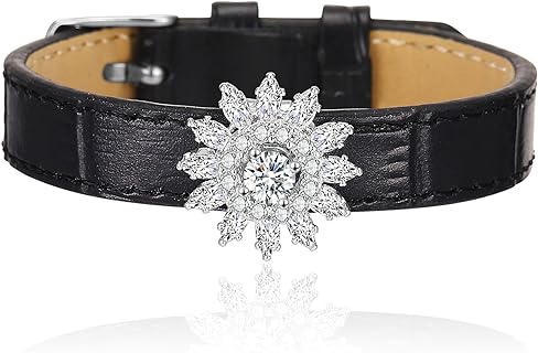 Women's Elegant Leather Belt Charm Bangle Bracelet with Box Chain Buckle Clasp, Adorned with Shimmering Crystal CZ Charms