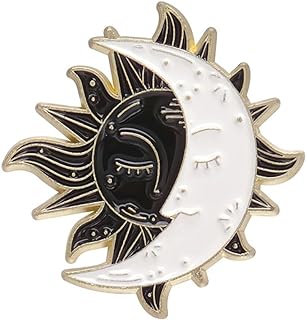 Pin Clasp Moon Sun Face Brooch with No Gems, Zinc Alloy Design for Celestial Lovers, Perfect Touch for Hats, Bags, or T-Shirts