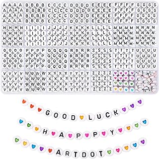 QUEFE 1820-Piece Alphabet and Heart Shaped Letter Bead Bracelets Kit in Durable White Plastic, Great for DIY Jewelry Making and Personalization