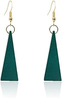 Modern Geometric French Wire Triangle Drop Earrings in Chic Black with Lightweight Wood for Women - Ideal for Parties and Daily Wear