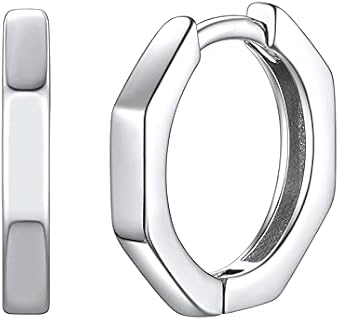 ChicSilver 925 Sterling Silver Cubic Zirconia Small Huggie Hoop Earrings for Women, Diameter 10MM, Silver/Gold/Rose Gold