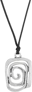 Women's Silver Plated Zinc Cyberpunk Spiral Pendant Necklace - Goth, Boho, Hippie Inspired, Black Mosquito Repellent Shape - Ideal Fashion Statement Gift for Women and Girls
