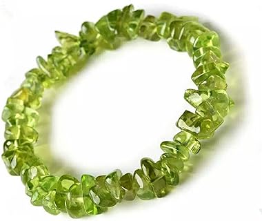 6mm Natural Olivine Peridot Gemstone Stretch Irregular Crystal Bead Bracelet