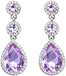 YINLI Crystal Rhinestone Tear Drop Dangle Earrings for Wedding and Bridal Events with Secure Push Back Design