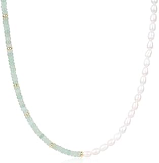 COAI Heishi Beads Freshwater Pearl Necklace for Women,Crystal Beaded Necklace for Women