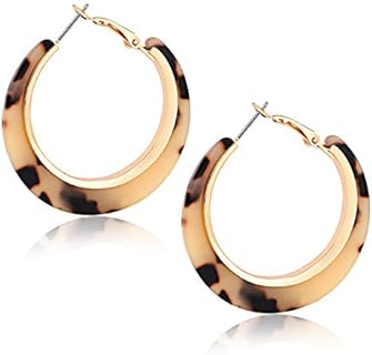 XOCARTIGE Acrylic Hoop Earrings for Women Tortoise Resin Earrings Bohemia Statement Dangle Earring Studs for Girls
