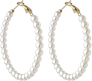 Pearl Hoop Earrings for Women Fashion Dangle Hypoallergenic Earrings Drop Dangle Earrings Gifts for Women