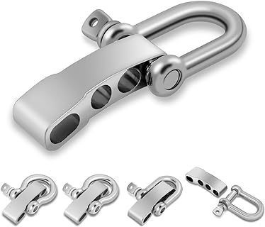 CooBigo 4Pcs Paracord Bracelet Shackle Buckle,Metal Bow Anchor Shackle Clasp D Shackle Clip Adjustable for Survival Bracelet