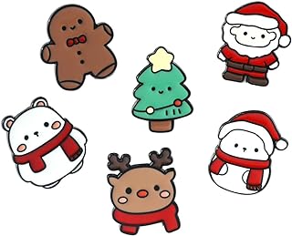 Christmas Enamel Pins Set for Backpack Scarf - Cute Santa Claus Elk Snowflake Christmas Tree Badges Brooches, Gifts for Family Friends