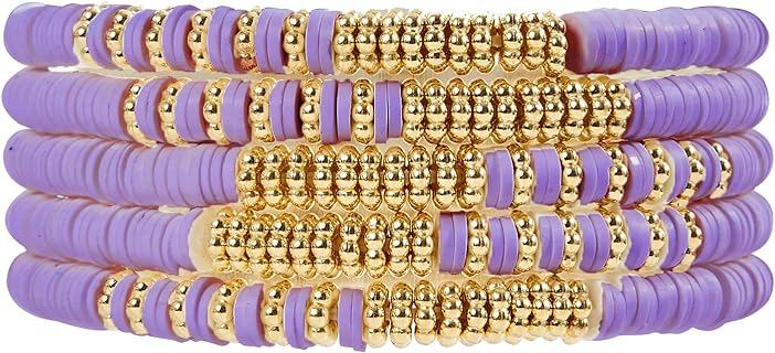 Neutral Clay Beads Bracelets for Women Friendship Bracelets Stackable Boho Surfer Beaded Bracelets for Girls Elegant Mama Bracelets