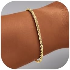 Gold Bracelets for Women Trendy, Dainty Gold Bracelet Set Stack, 14k Gold Plated Bracelet Non Tarnish Waterproof Jewelry Paperclip Cuban Beaded Chain Bracelet Adjustable Gifts for Women Girls