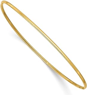 Diamond2Deal 14K Yellow Gold Polished Slip-on Bangle Bracelet for Women (L- 8", W- 1.5 mm)