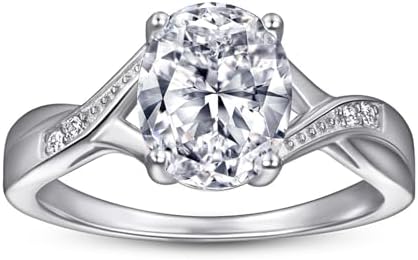 2CT Oval-Cut Cubic Zirconia Criss Cross Engagement Ring in 925 Sterling Silver, Women's Eternity Wedding and Promise Rings Sizes 5-9
